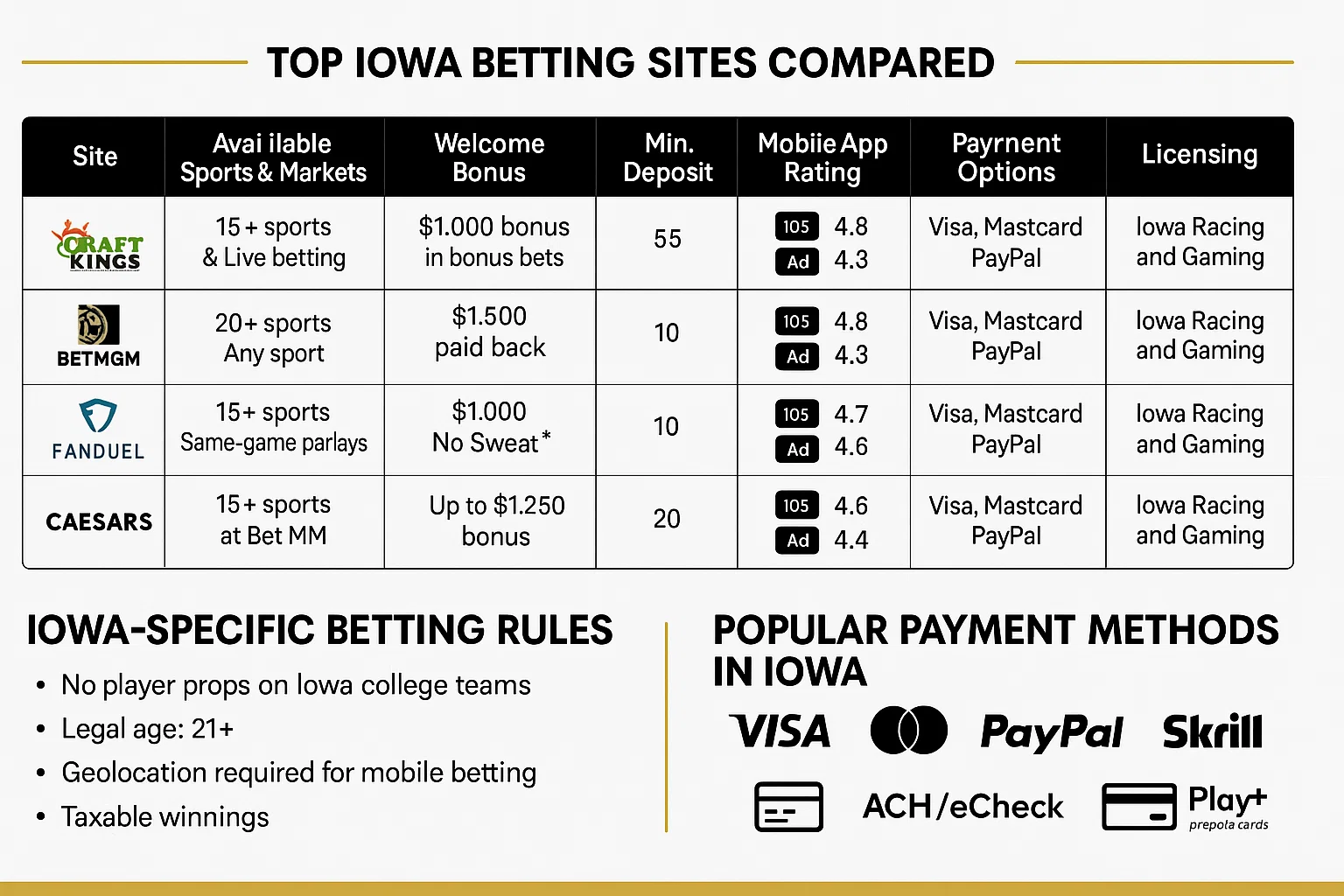 How These Iowa Betting Sites Compare